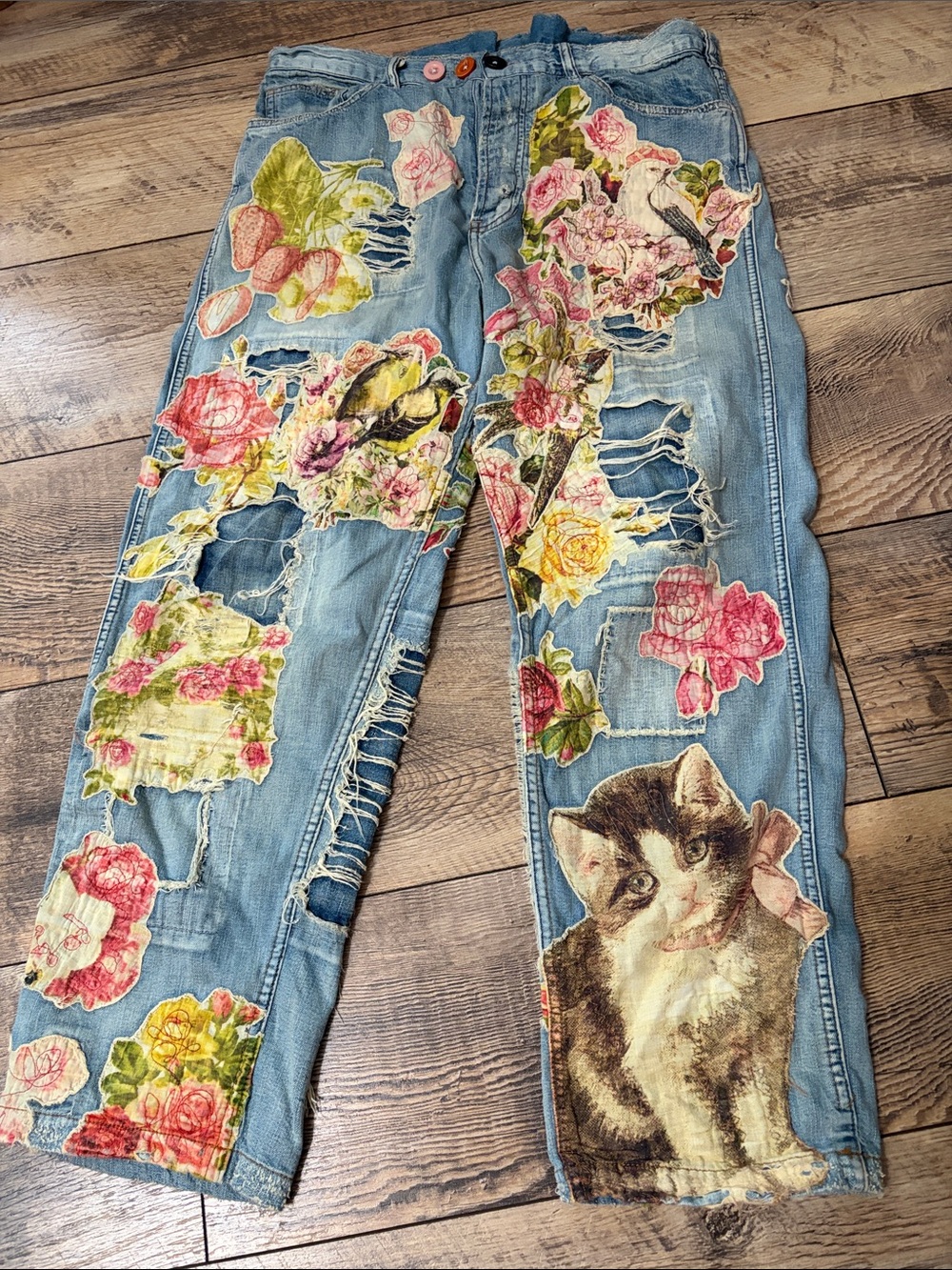 Magnolia Pearl Floral Appliqué Miner Denims